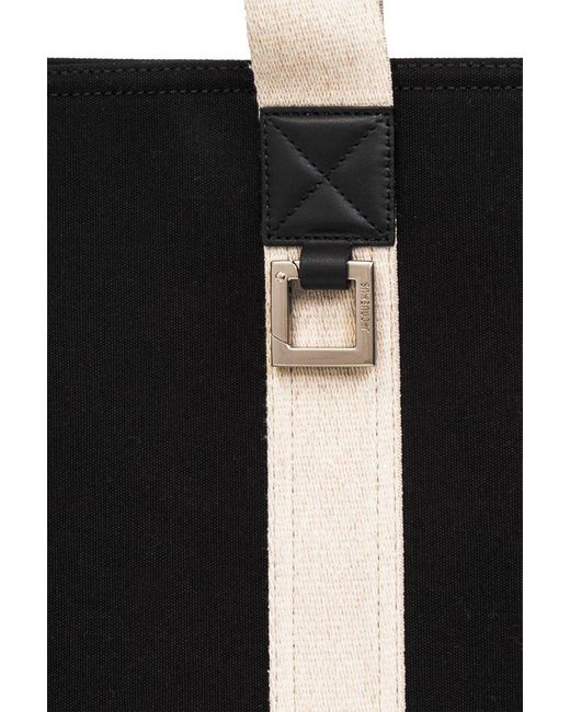 Jacquemus Black Grosgrain Messenger Tote Bag, Fringed Detailing, Xs Size. for men