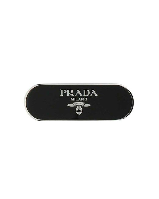 Prada Logo Detailed Hair Clip in Black Lyst
