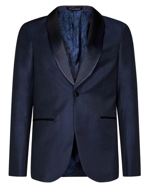 Emporio Armani Blue Satin-lapel Two-piece Dinner Suit for men