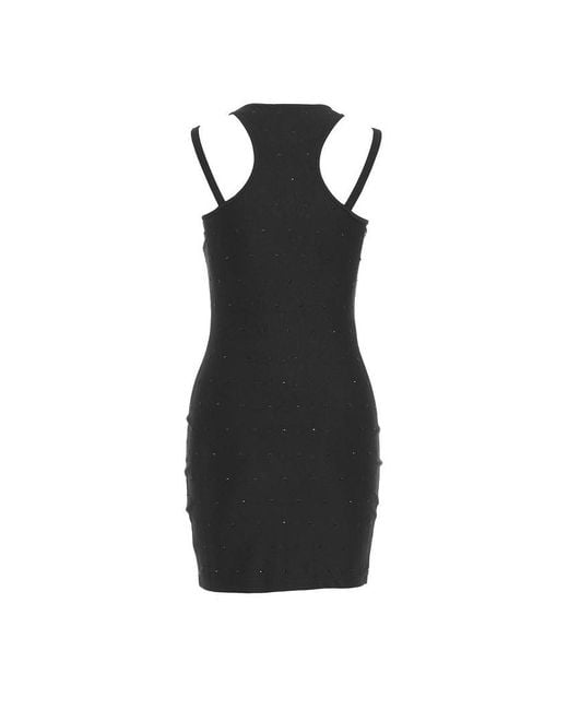 Versace Black Embellished Straight Hem Mini Dress
