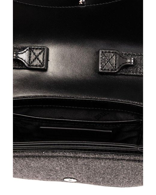 DIESEL Black Rhinestone-embellished Denim Shoulder Bag