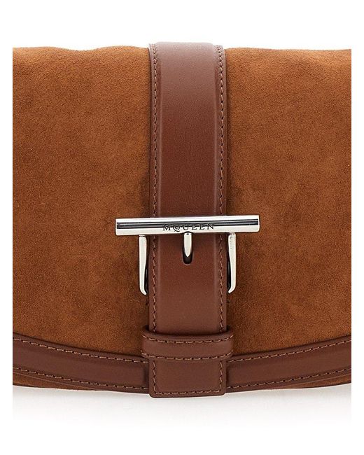 Alexander McQueen Brown T-Bar Foldover-Top Satchel Bag