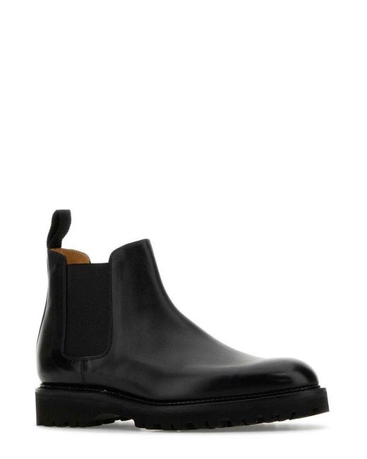 John Lobb Black Leather Lawry Ankle Boots for men
