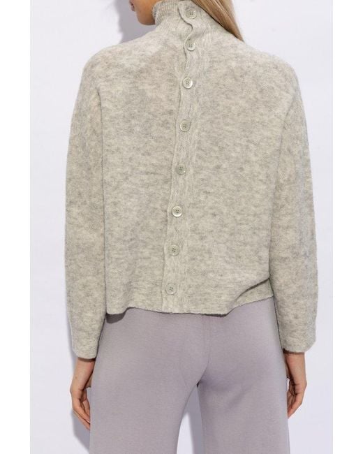 Emporio Armani Natural Turtleneck Sweater With Back Buttons,