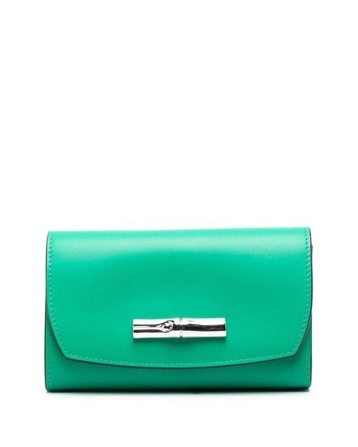 Longchamp Roseau Tri-fold Leather Wallet in Green | Lyst