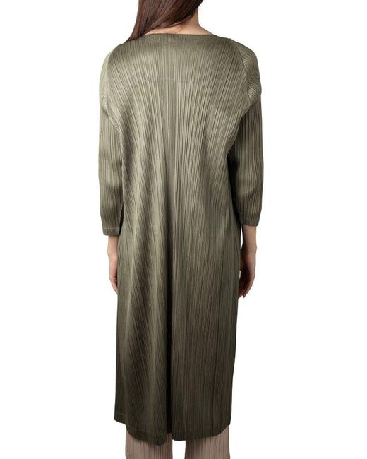 Pleats Please Issey Miyake Green Monthly Colors January Buttoned Pleated Coat