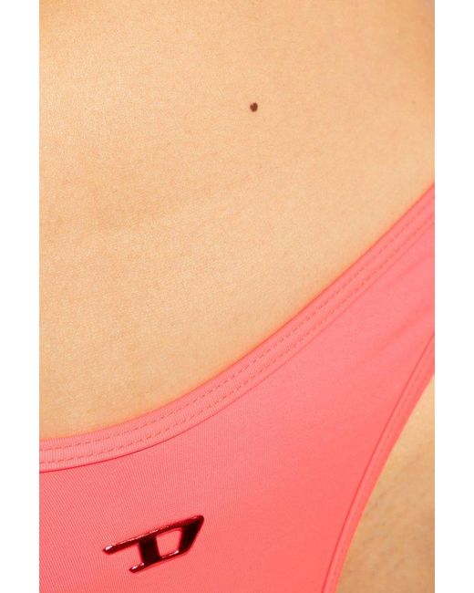 DIESEL Pink Bfpn-punchy X Logo Plaque Bikini Bottoms