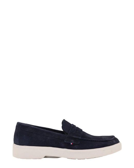 Tommy Hilfiger Suede Signature Slip-on Loafers in Blue for Men | Lyst