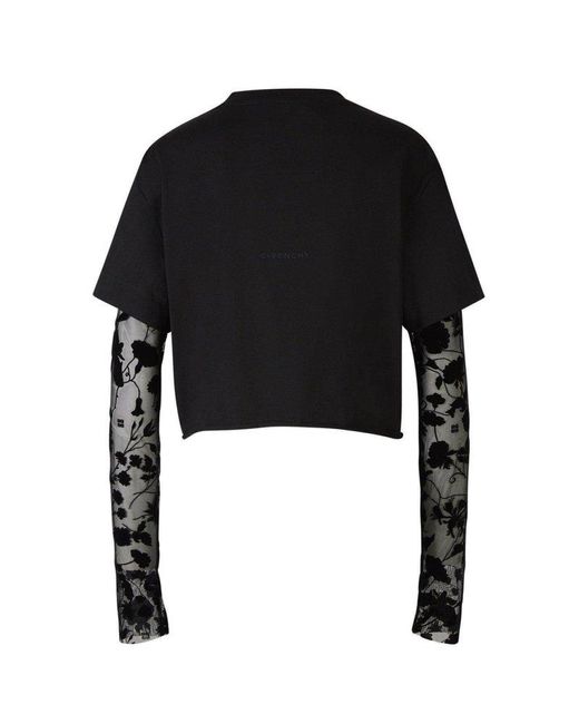 Givenchy Black Cropped Overlay T-Shirt