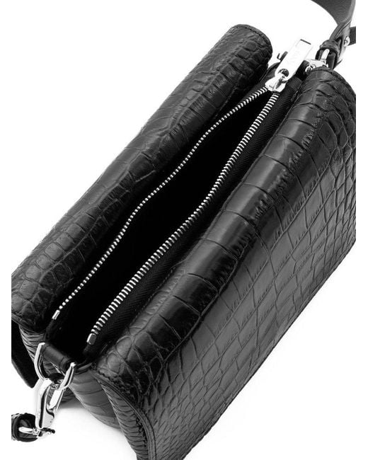 Tod's Black Embossed Zipped Crossbody Bag