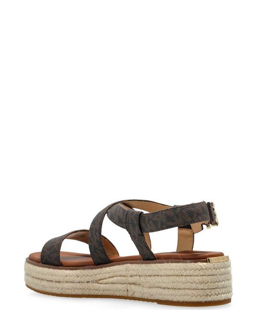 MICHAEL Michael Kors Brown Lynn Signature Logo Platform Espadrille Sandals