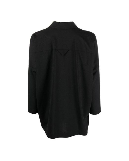 Alysi Black Straight-point Collared Buttoned Shirt