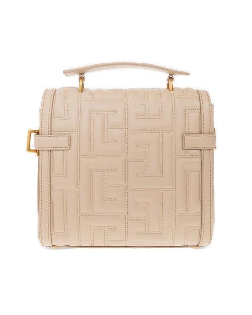Balmain Natural B-buzz 23 Bag In Beige Quilted Leather
