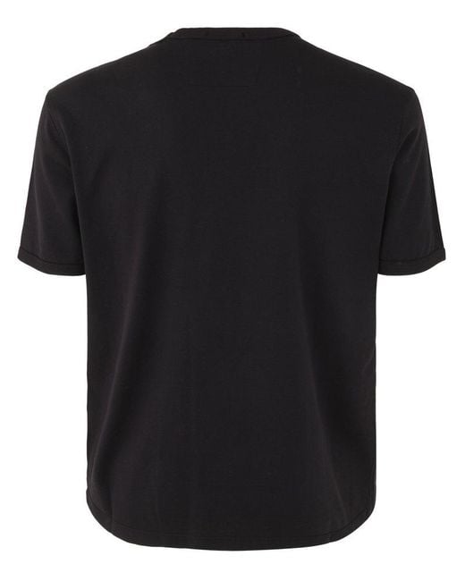 C P Company Black Logo Detailed Crewneck T-shirt for men