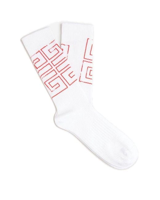 Givenchy White 4g Motif Ribbed Knit Socks for men