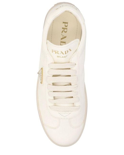Prada White Triangle Logo Plaque Low-top Sneakers