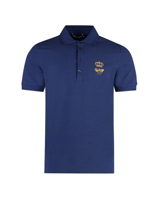 Dolce & Gabbana Blue Cotton Piqué Polo Shirt for men