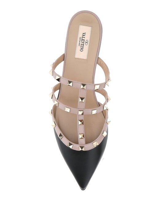 valentino garavani rockstud flat leather mules