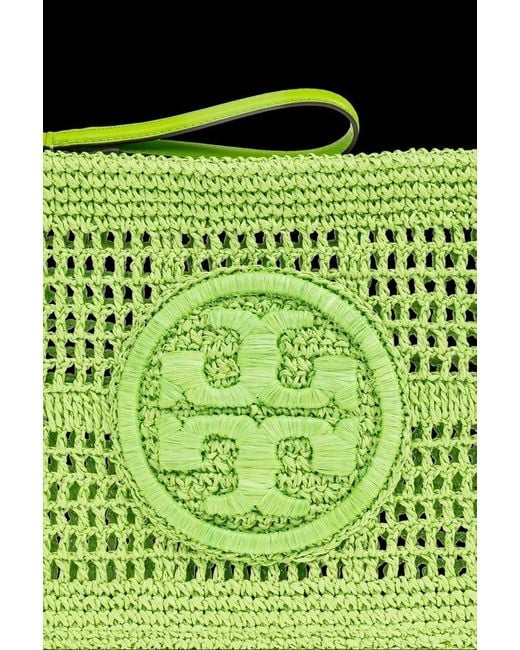 Tory Burch Green Ella Crochet Pouch