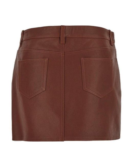 Etro Brown Straight Hem Leather Skirt