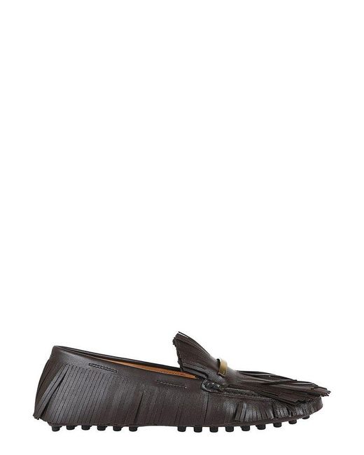 Tod's Brown Logo Engraved Tassel Detailed Loafers