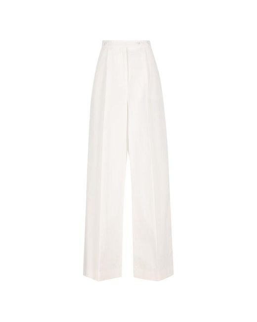 Givenchy White 4G Embroidered Pleated Pants