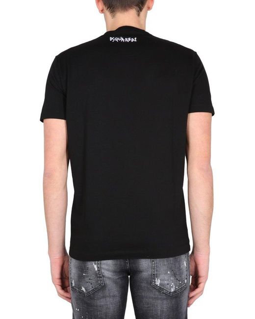 DSquared² Black Crewneck Straight Hem T-shirt for men