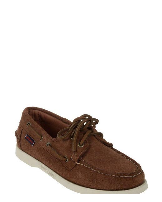 Sebago Brown Portland Flesh Out Lace-Up Boat Shoes