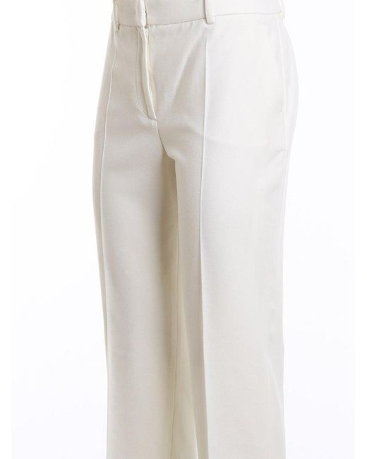 Alberta Ferretti White Pleated Tailored Trousers