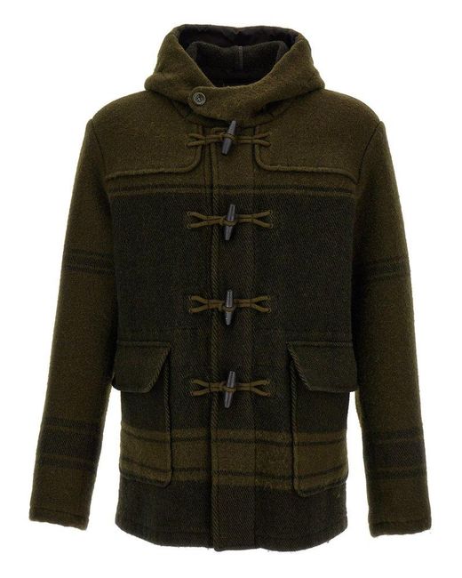 C P Company Green Duffel Jacquard Coats for men