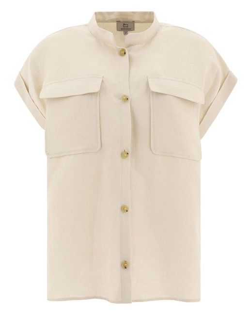 Woolrich Natural Turn-up Cuff Buttoned Shirt