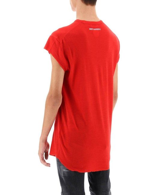 DSquared² Red Choke Fit Wool Tee for men