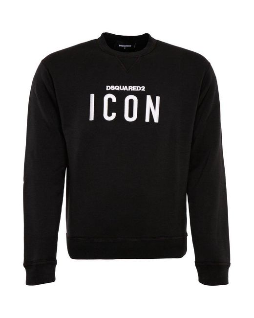 DSquared² Black Icon Embroidered Crewneck Sweatshirt for men