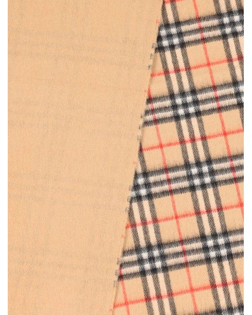 Burberry Natural Checked Fringed-edge Scarf