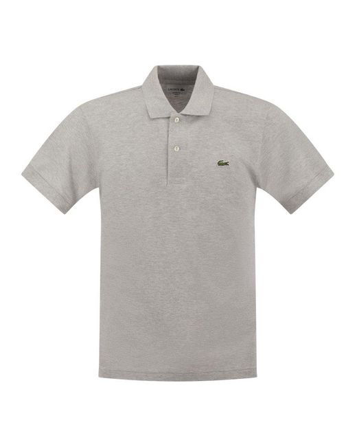 Lacoste Gray Logo-embroidered Short-sleeved Polo Shirt for men