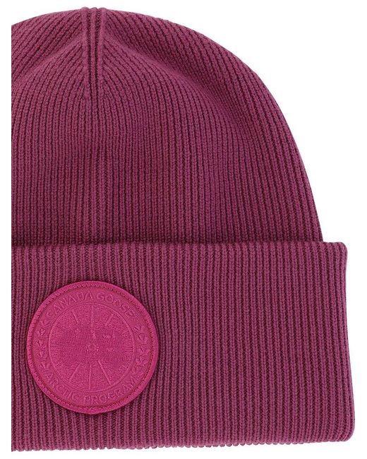 Canada Goose Purple Beanie With Patch for men