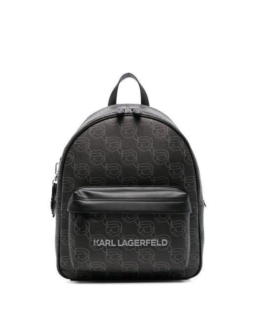 Karl Lagerfeld Black Ikon Monogram Backpack