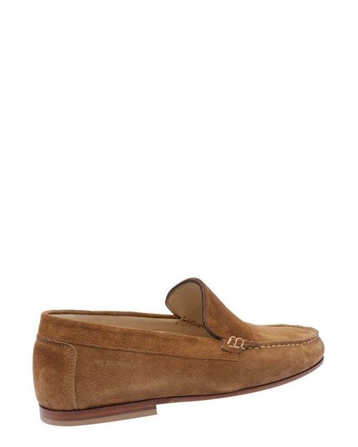 Stuart Weitzman Brown Logo Debossed Loafers for men