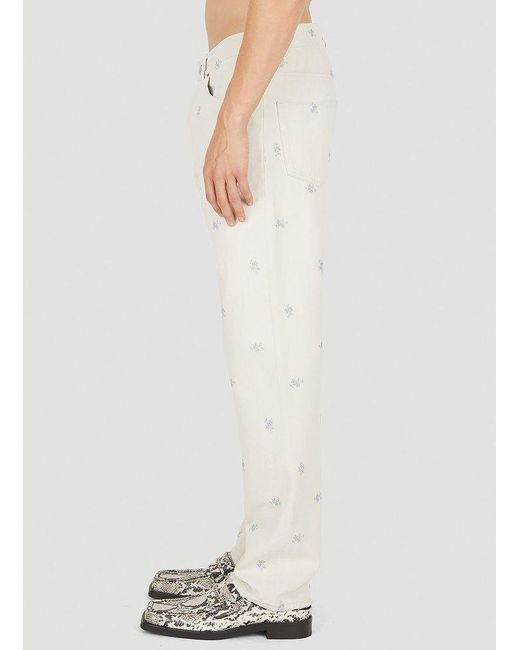 Martine Rose White Relaxed Floral Print Jeans for men