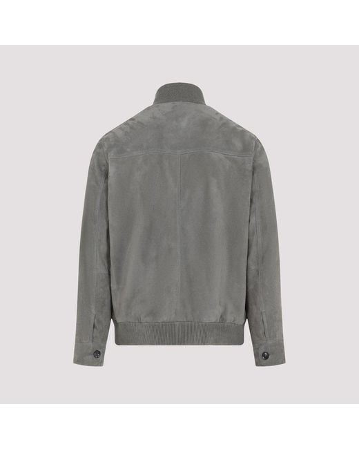 Brioni Gray Button-Up Jacket for men