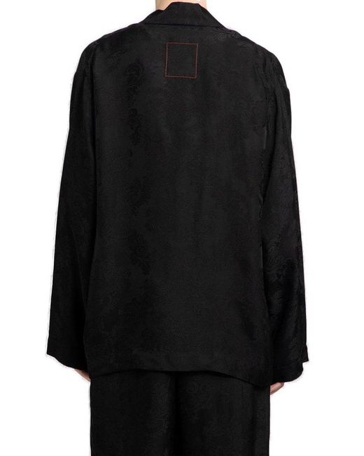 Uma Wang Black Floral-jacquard Straight Hem Jacket for men