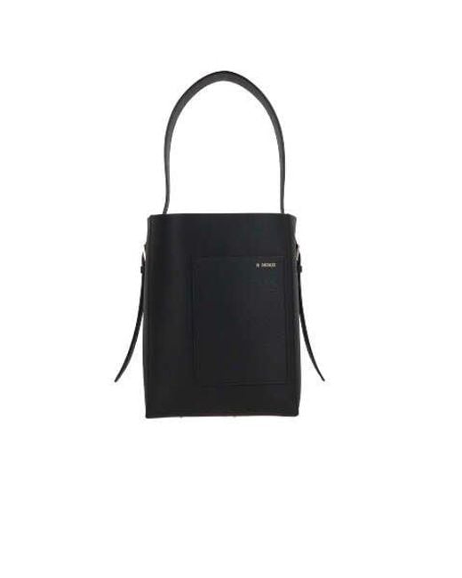 Valextra Black Logo-printed Mini Bucket Bag