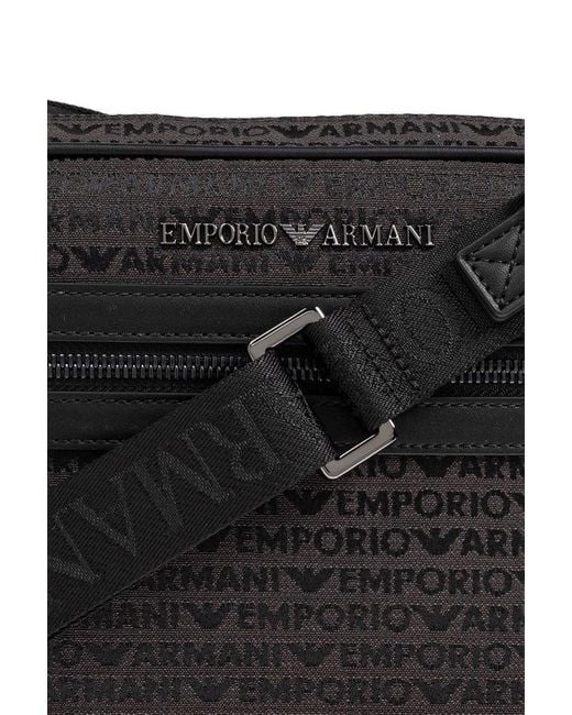 Emporio Armani Black Shoulder Bag With Monogram for men