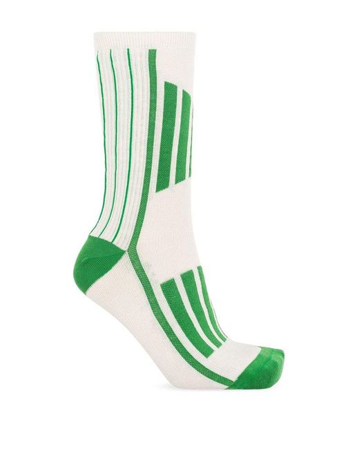 Ganni Green Striped Socks,
