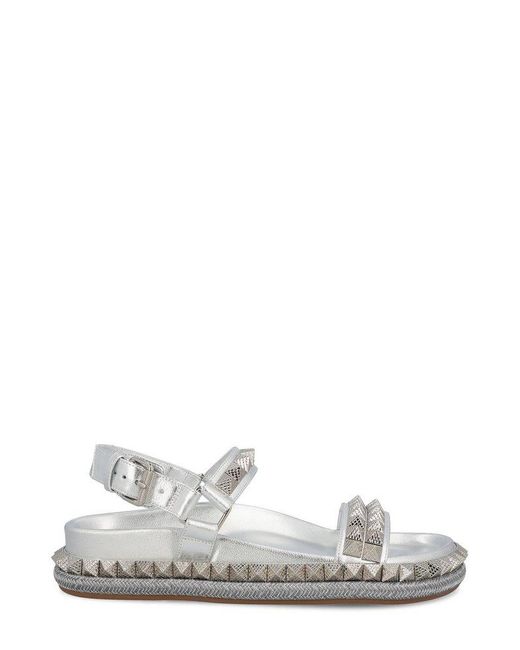 Christian Louboutin Pyrabizz Lambskin Sandals in White | Lyst
