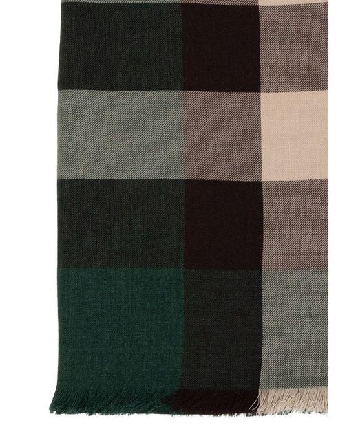 Burberry Black Check-printed Frayed-edge Scarf for men