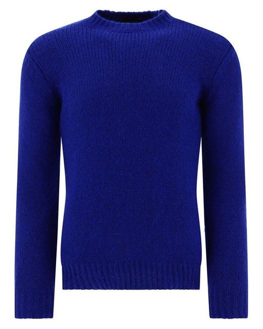 Roberto Collina Blue Ribbed Knit Sweater for men