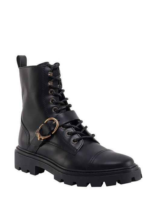 Tod's Black Buckle-detailed Lace-up Ankle Boots