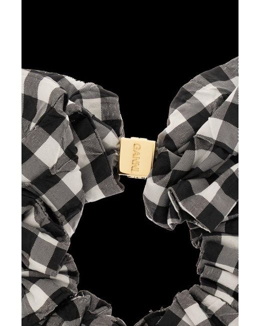 Ganni Check Scrunchie in Black | Lyst