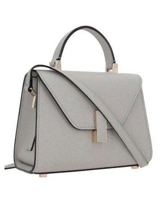 Valextra Gray Iside Foldover Micro Top Handle Bag